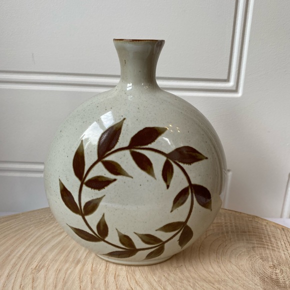 Dansk Other - Dansk International Beige Pottery Vase Leaf Design Small Mouth Vintage Decor MCM